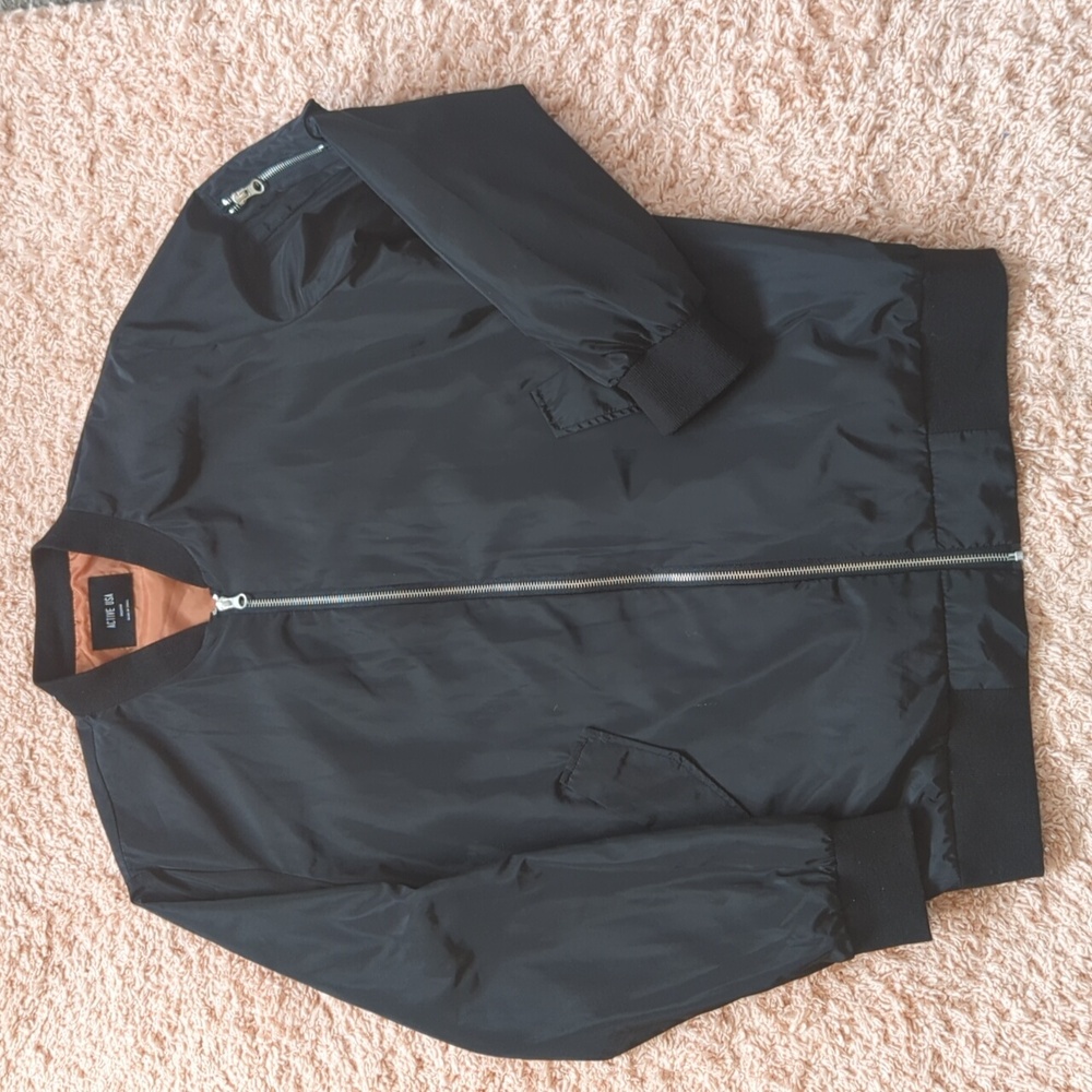 Active USA Black Bomber Zip Up‎ Casual Outdoor Men's Jacket M